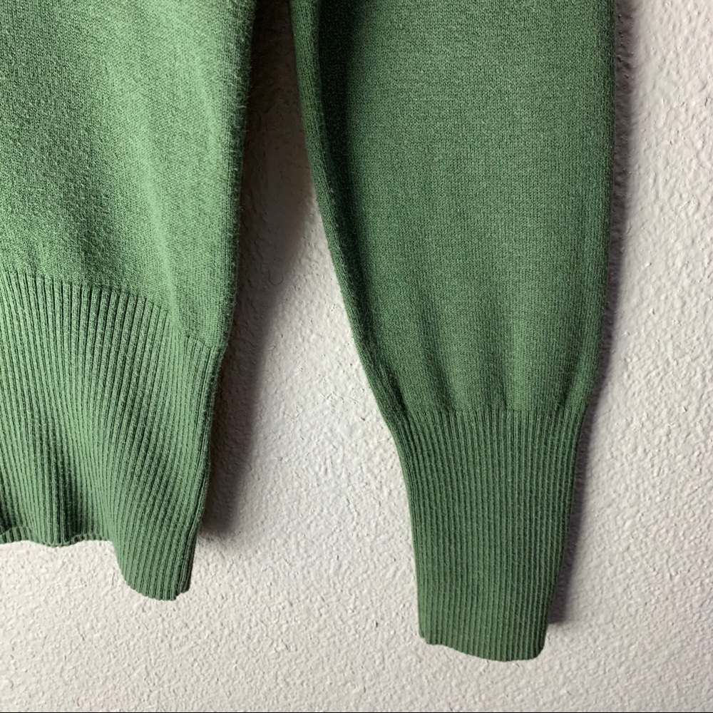 SO v-neck army green Sweater knit fitted Ribbed waist crop length Sz Xs-M Y2K - Picture 5 of 11